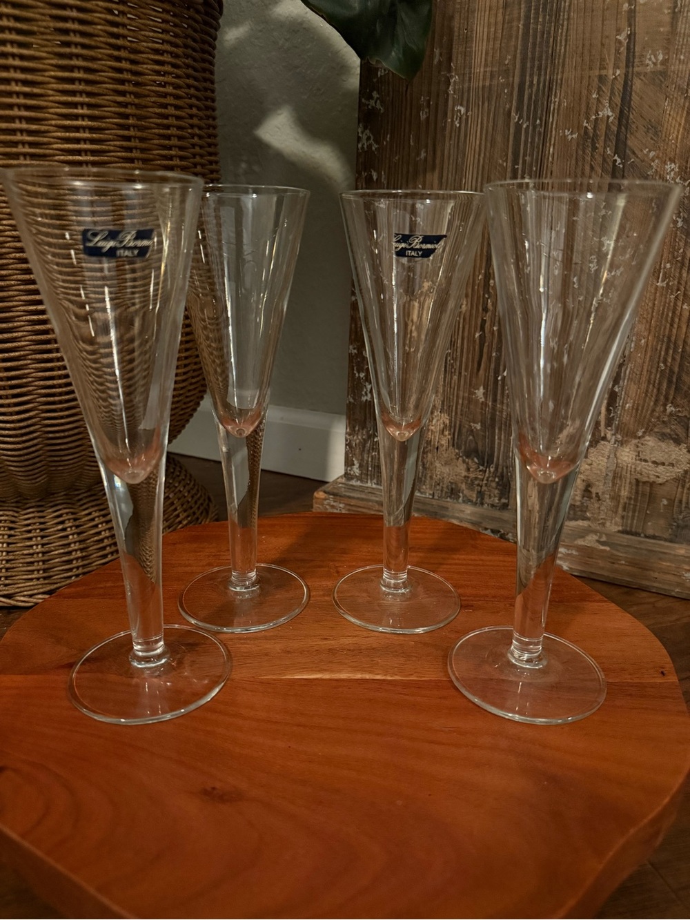 Luigi Bormioli Italy Crystal Champagne Flutes - Set of 4 (9.5” Tall) - Vintage